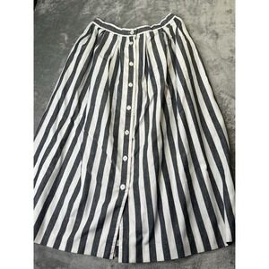 Vintage Striped Wide Pleated line skirt knee midi natural gray Suburban US Made